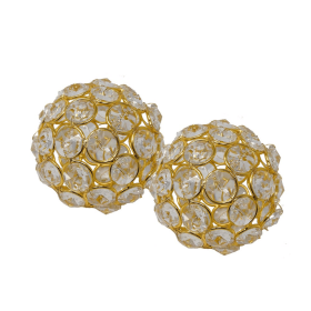 Facetas 3" Gold Cristal Spheres - Set of 2