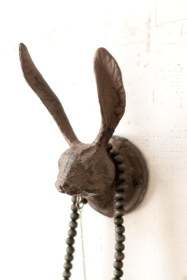 CAST IRON RABBIT WALL HOOK - RUSTIC
