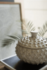 SET OF TWO ROUND KNOBBY WHITE CERAMIC  CANISTERS
