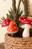 SET OF THREE CERAMIC MUSHROOM PLANT STICKS
