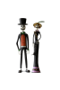 SET OF TWO PAINTED METAL HALLOWEEN DAY OF THE DEAD COUPLE