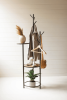 METAL AND WOOD COAT RACK WITH ROUND SHELVES