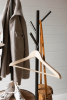 METAL AND WOOD COAT RACK WITH ROUND SHELVES