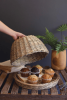 WICKER SERVING TRAY WITH DOME COVER