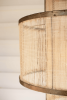 ROUND DOUBLE LAYERED WOVEN FIBER AND METAL PENDANT LIGHT