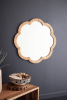 WOVEN CANE FLOWER SHAPED FRAMED MIRROR