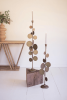 SET OF TWO ANTIQUE BRASS CANDLE HOLDERS WITH ROUND DISCS DETAIL
