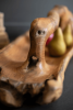 LARGE OVAL TEAK BOWL WITH HANDLE