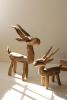 SET OF TWO RUSTIC TEAK REINDEER