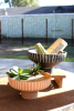 FOOTED CLAY BOWLS WITH DETAIL ON RIM - BLACK WASH