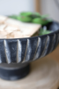 FOOTED CLAY BOWLS WITH DETAIL ON RIM - BLACK WASH