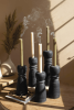 SET OF FIVE BLACK CLAY TAPER HOLDERS