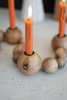 WOODEN SPHERES STRUNG TAPER HOLDERS
