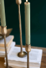 SET OF THREE METAL TAPER CANDLE HOLDERS - ANTIQUE BRASS #1