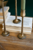 SET OF THREE METAL TAPER CANDLE HOLDERS - ANTIQUE BRASS #1