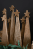 SEVEN WOODEN CHRISTMAS TREE ON A BASE