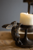 SET 2 CAST ALUMINUM RABBIT CANDLE HOLDERS - ANTIQUE BRASS