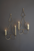 SET OF TWO ANTIQUE BRASS CHRISTMAS TREE WALL CANDLE SCONCES