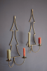 SET OF TWO ANTIQUE BRASS CHRISTMAS TREE WALL CANDLE SCONCES