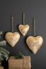 SET OF THREE ANTIQUE GOLD CHRISTMAS HEART DOOR HANGERS