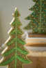 SET OF TWO BEADED WOOD CHRISTMAS TREES