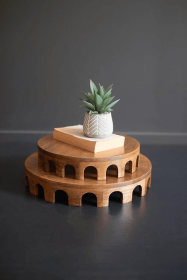SET OF TWO ROUND WOODEN RISERS
