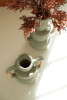 SET OF TWO PAPER MACHE VASES WITH CANE HANDLES - MINT