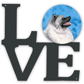 SS4764-BUWALV Blue/Pink Dog Metal Wall Artwork LOVE