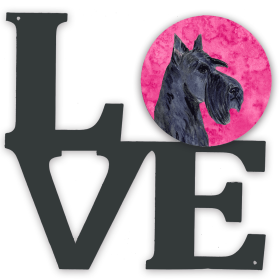 SS4805-PKWALV Blue/Pink Dog Metal Wall Artwork LOVE