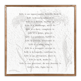 Life is an opportunity... / Pulp Paper Wall Decor