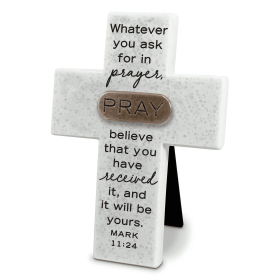 Tabletop Cross Copper Accented Pray