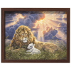 Framed Wall Art Lion & Lamb Peace Walnut