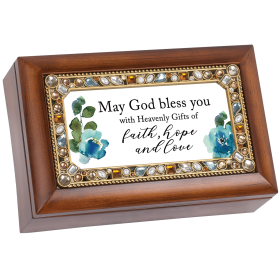 Petite Music Box Jeweled May God Bless