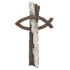 Wall Cross Fish Wood Look Resin