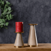 Natural Wood Candle Holder with Metal Accent