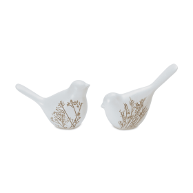 Floral Etched Bird Figurine