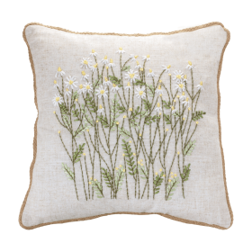 Ribbon Embroidered Floral Pillow