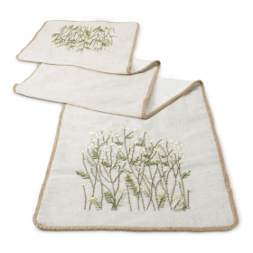 Ribbon Embroidered Floral Table Runner