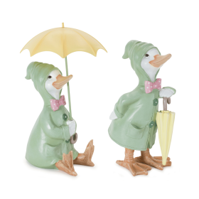 Raincoat Duck Figurine with Umbrella