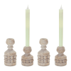 Beaded Wood Design Taper Candle Holder