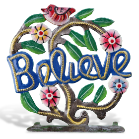 Freestanding Painted Believe Tree