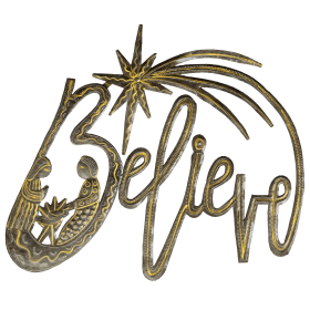 Painted Gold Believe Creche