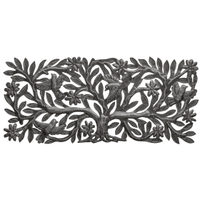 Horizontal Flowering Tree with Birds