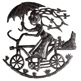 Bicycle Girl with Umbrella
