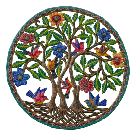 Medium Painted 3 Trees with 7 Birds