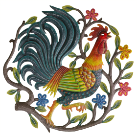 Painted Crowing Rooster