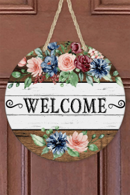 Home Decor Welcome Floral Top Bottom Wall Sign Door Hanger