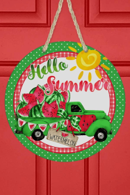 Home Decor Hello Summer Watermelon Truck Door Hanger Sign