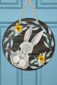Easter Home Decor Bunny Face Flowers Wall Door Sign Hanger