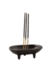 Black Cast Iron Smudge Pot Incense Stick And Cone Burner 4" L